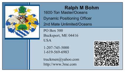 Ralph M Bohm - business card